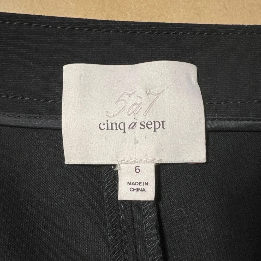 Cinq a Sept | Button Hem Flare Pants High Rise Ponte Knit Trousers Black Size 6